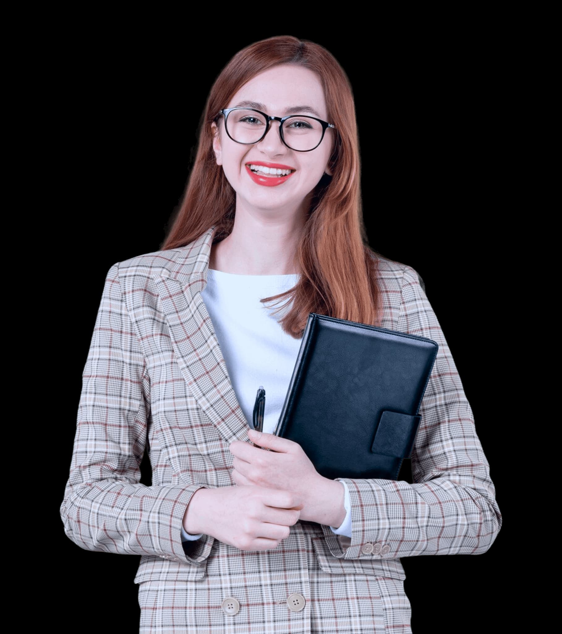 A teacher holding course binders